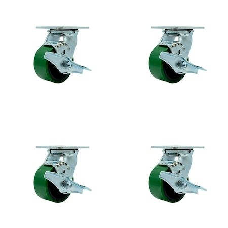 Service Caster Tool Box Caster Wheel Set 4'' Green Poly on Cast Iron Swivel Casters, 4PK TOOL-SCC-30CS420-PUR-GB-TLB-4